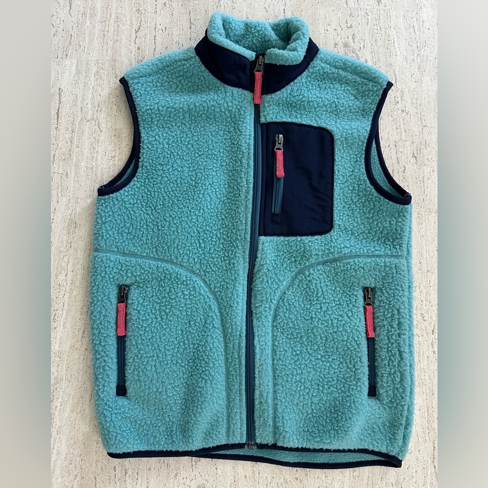Hanna Andersson Girls Headed Out Sherpa Fleece Vest, Size 10 (140 cm)